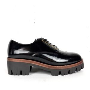 Jeffrey Campbell Trevor Platform Lug Sole Derby Oxfords Black Patent Leather 8